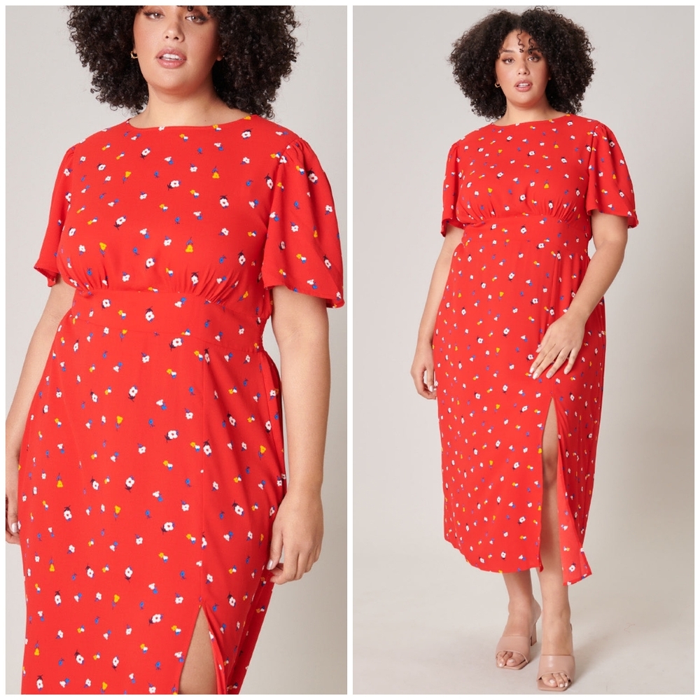 SUGARLIPS Curvy Mon Cheri Bloom Floral Midi Dress - Picture 7 of 10